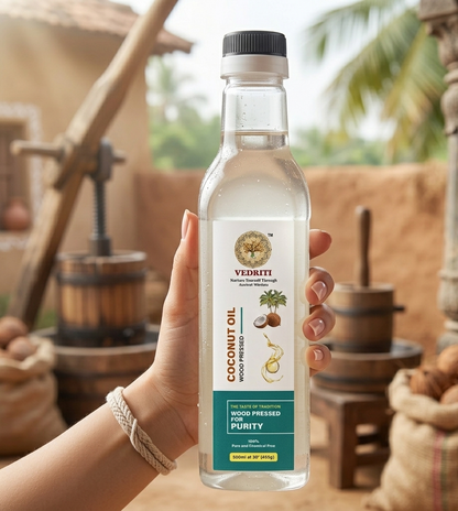 Vedriti Wood-Pressed Coconut Oil – Pure Tradition, Natural Goodness (500ml)