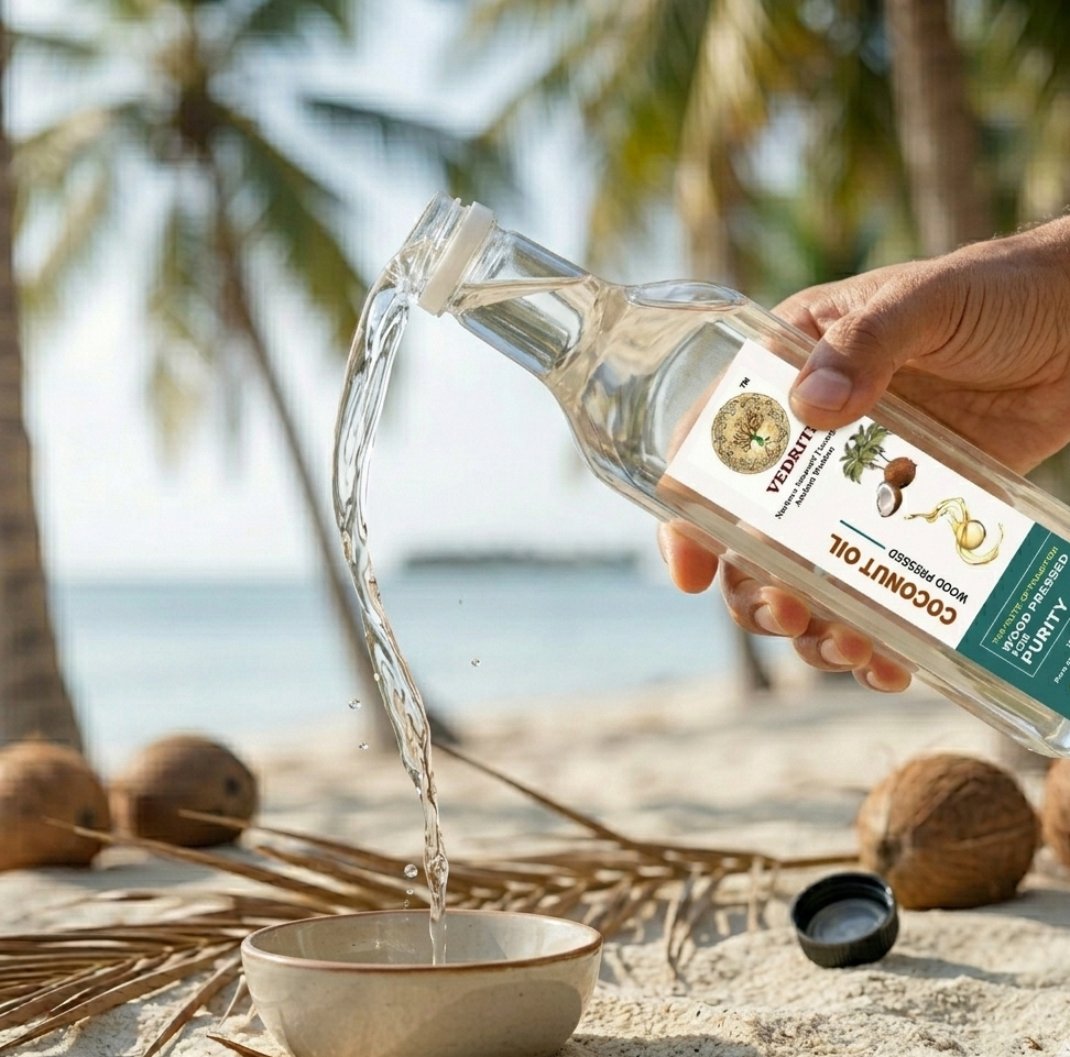 Wood-Pressed Coconut Oil in a Traditional Artisan Setting(1 L)