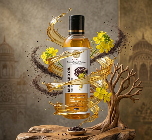 Vedriti Wood Pressed Mustard Oil (200 ml) – 100% Pure, Cold Pressed Kachi Ghani Oil for Daily Cooking & Wellness