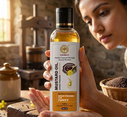 Vedriti Wood Pressed Mustard Oil (200 ml) – 100% Pure, Cold Pressed Kachi Ghani Oil for Daily Cooking & Wellness