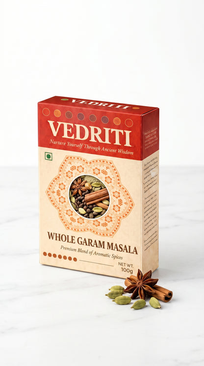 Traditional Whole Garam Masala Being Tempered in a Cast-Iron Skillet