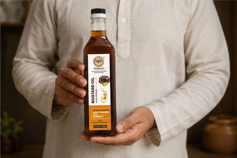 Vedriti Premium Wood Pressed Mustard Oil (Kachi Ghani) – 100% Pure & Natural for Healthy Cooking( 1L )