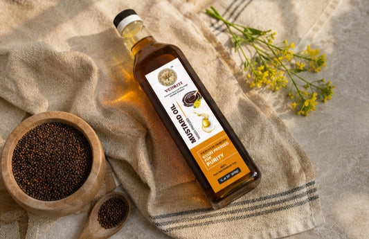 Vedriti Premium Wood Pressed Mustard Oil (Kachi Ghani) – 100% Pure & Natural for Healthy Cooking( 1L )