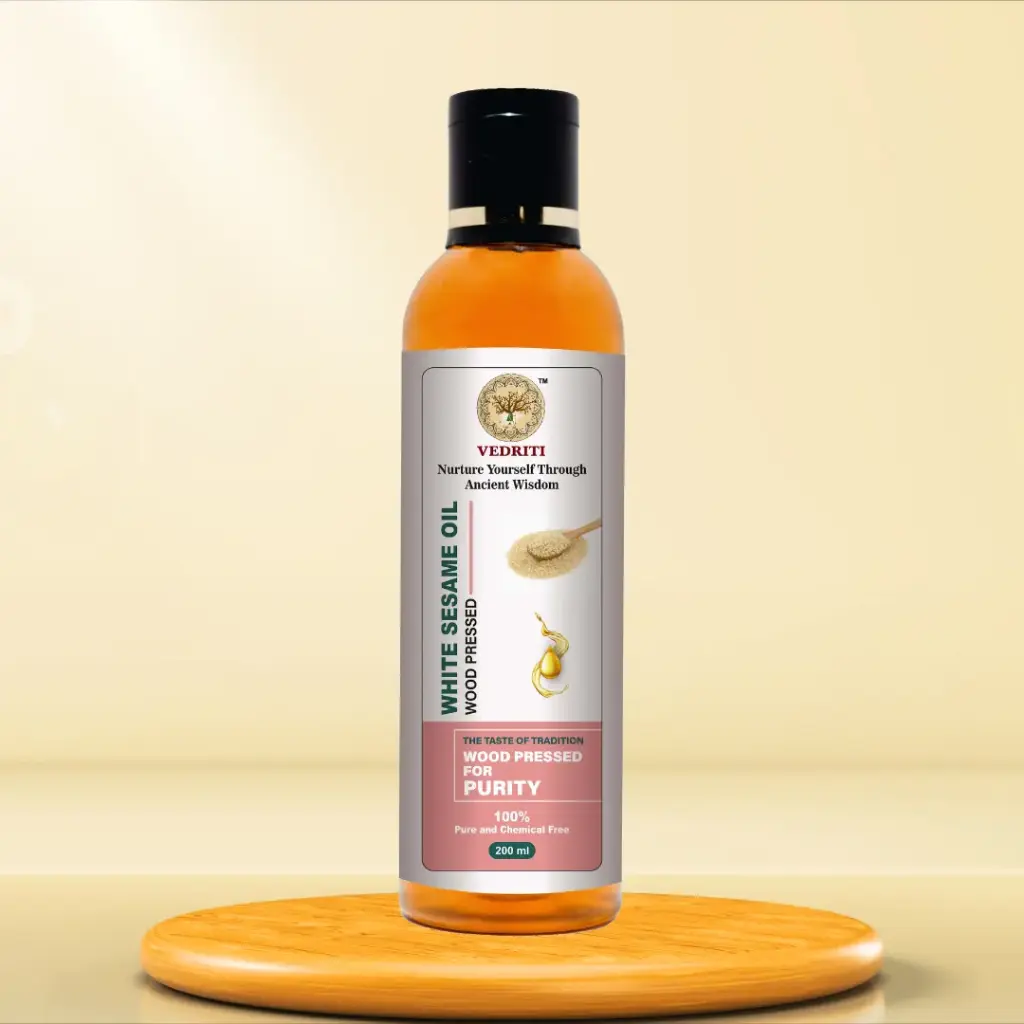 Vedriti Wood Pressed White Sesame Oil | Cold Pressed | Kolhu/Kacchi Ghani | Chemical Free | Cold Pressed Black Sesame Oil for Cooking
