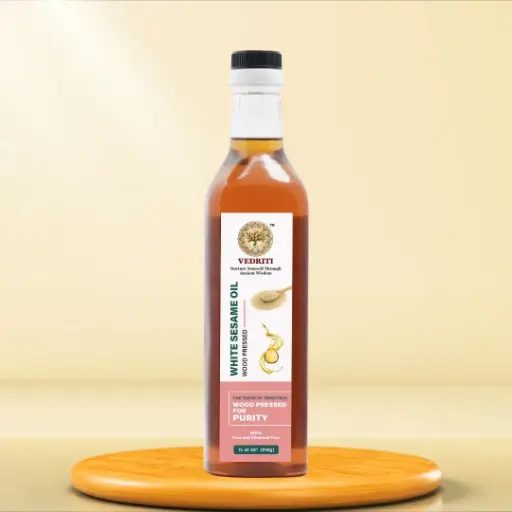 Vedriti Wood Pressed White Sesame Oil | Cold Pressed | Kolhu/Kacchi Ghani | Chemical Free | Cold Pressed Black Sesame Oil for Cooking