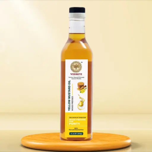 Vedriti Wood Pressed Yellow Mustard | Cold Pressed | Kolhu/Kacchi Ghani | Chemical Free | Cold Pressed Mustard Oil for Cooking