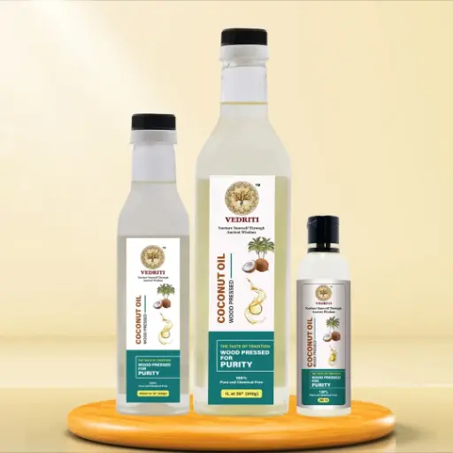 Vedriti Wood Pressed Coconut oil | Cold Pressed | Kolhu/Kacchi Ghani | Chemical Free 